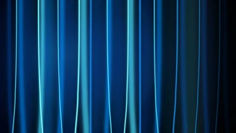 Abstract vertical blue fabric curtains with soft light grazing the folds, c.. Stock Footage 345453830