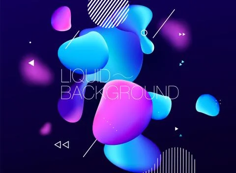 Abstract vertical composition color liquid shapes. Flow. Fluid. Blue and pink Stock Illustration