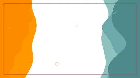 Abstract vertical composition features orange and teal waves surrounding clean Stock Illustration