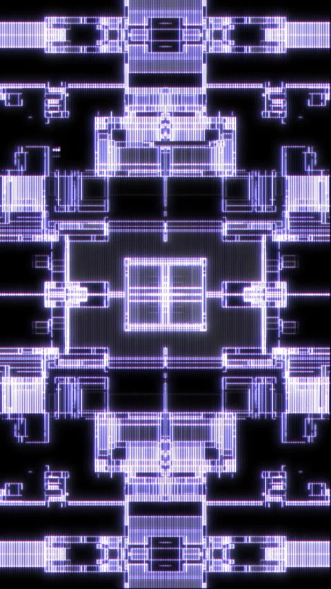 Abstract Vertical Cyberpunk HUD Background with Symmetrical Digital Glitch Stock Footage 331993629