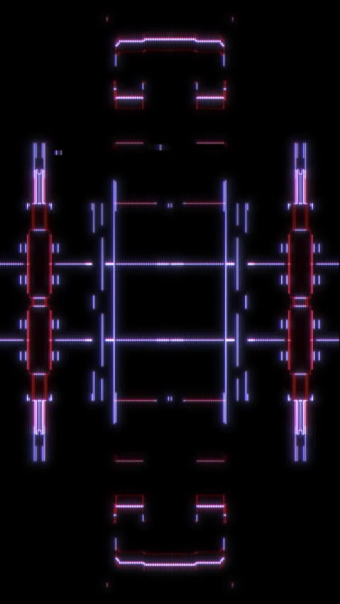 Abstract Vertical Cyberpunk HUD Background with Symmetrical Digital Glitch Stock Footage 332111006