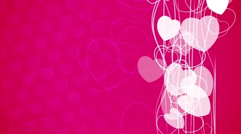 Abstract vertical flow heart particles animation on red Video stock 59771691