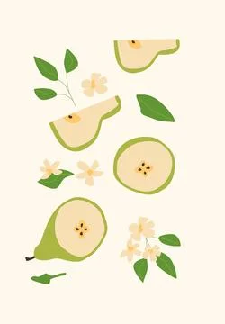 Abstract vertical fruit poster, vector flat illustration 스톡 일러스트