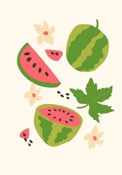 Abstract vertical fruit poster, vector flat illustration 스톡 일러스트
