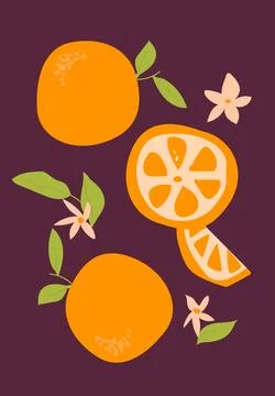 Abstract vertical fruit poster, vector flat illustration 스톡 일러스트