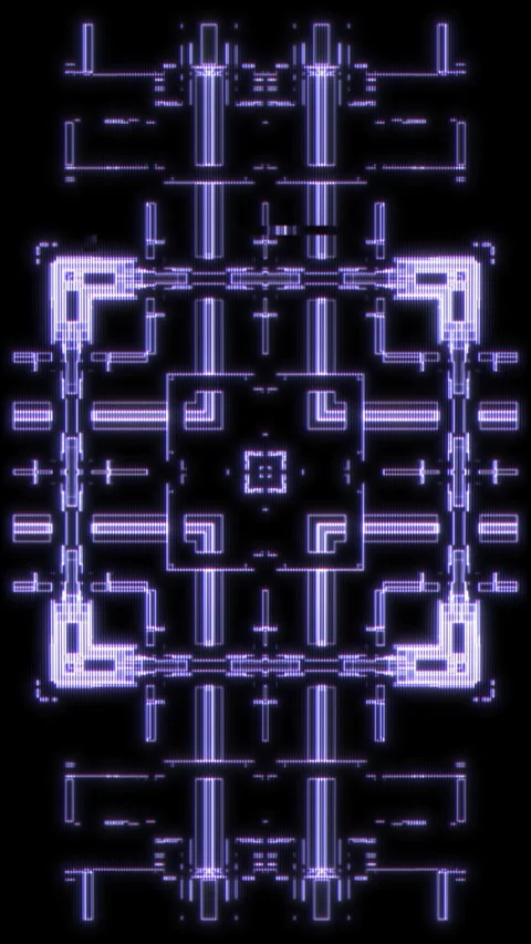 Abstract Vertical Futuristic HUD UI Interface with Symmetrical Lavender Glitch Stock Footage 332111007