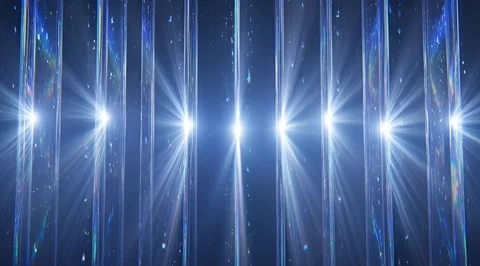 Abstract vertical glass pillars with glowing particles Stock Footage 331451064