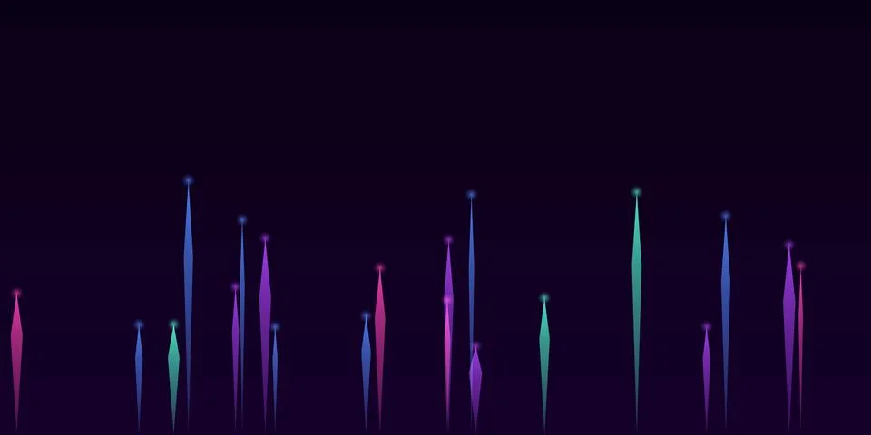 Abstract vertical glowing light lines on a dark background Stock Illustration