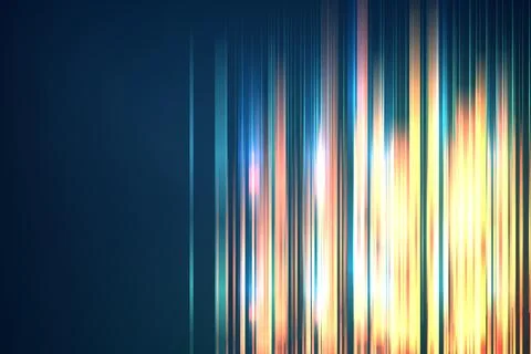 Abstract Vertical Glowing Light Streaks on Dark Blue Background Stock Illustration