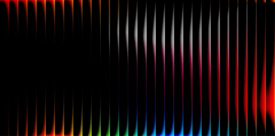 Abstract vertical glowing lines background. Features colorful neon light st.. Stock Illustration