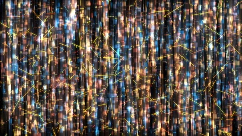 Abstract Vertical Glowing Shapes and Lights in Dark Elegant Colors Stock Footage 301785152