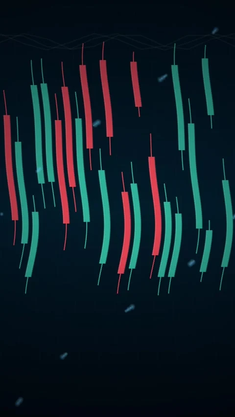 Abstract vertical green and red falling lines on dark background Stock Footage 345494464