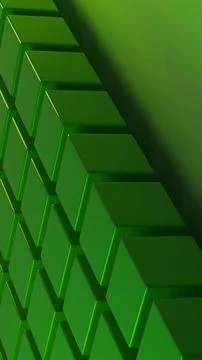 Abstract vertical green cubes wall with perspective depth Stock Illustration