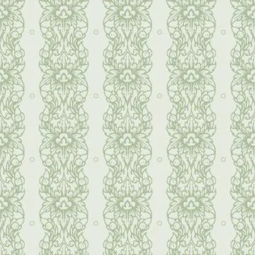 Abstract vertical green seamless patterns with Thailand Ethnic floral ornamen Stock Illustration