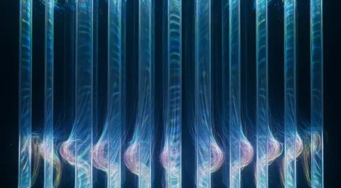 Abstract vertical light columns with glowing blue swirls Stock Footage 331451126