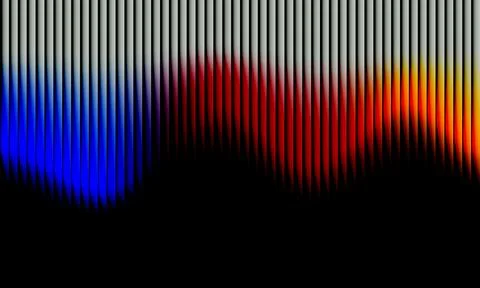 Abstract vertical lines background with vibrant blue, red, and orange light.. Stock Illustration