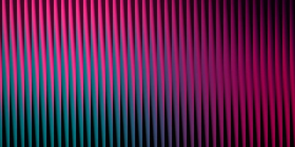 Abstract vertical lines with a vibrant gradient of pink and teal lighting c.. Stock Illustration