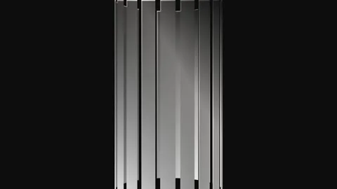 Abstract vertical metallic lines with subtle light bloom moving rhythmicall.. Video stock 341656809