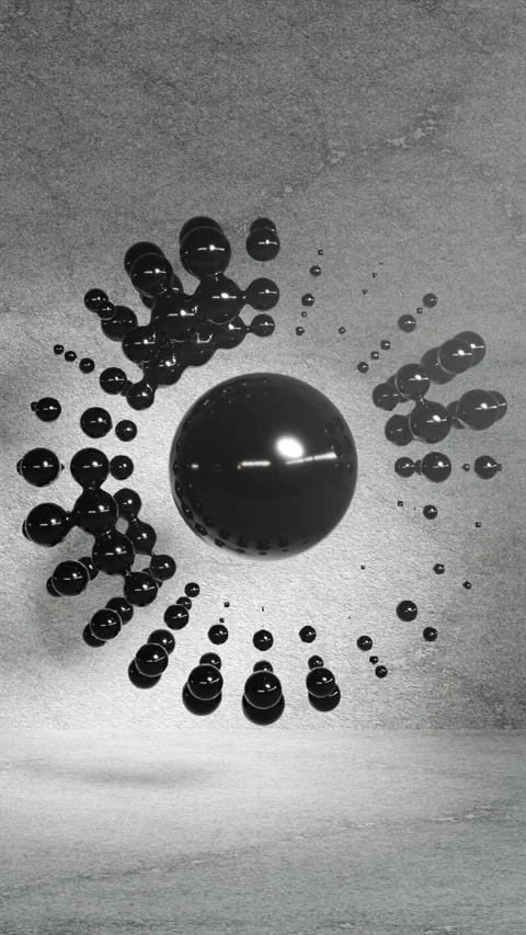 Abstract vertical motion design, black glossy liquid metal spheres morph Stock Footage 295927211