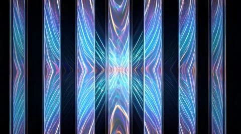 Abstract vertical neon light streaks on black Stock Footage 331459568