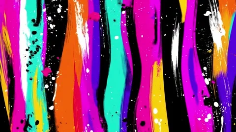 Abstract Vertical Paint Stripe Background With Neon Wavy Drips 스톡 동영상 315504555