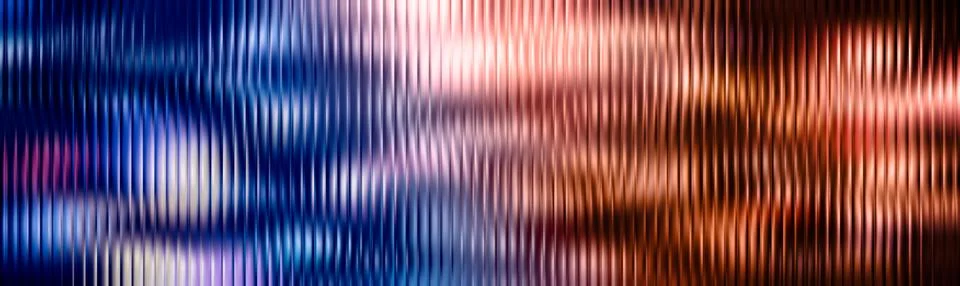 Abstract vertical ribbed glass texture background loop with glowing blue an.. Illustrazione stock