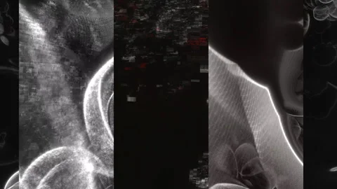 Abstract vertical split screen montage with red blood cells digital glitch and Vídeos de archivo 328950187