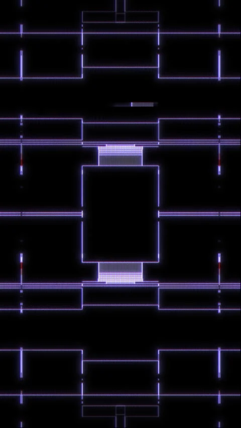 Abstract Vertical Symmetrical HUD Interface with Geometric Digital Glitch Stock-Footage 331993626