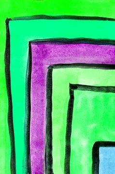 Abstract vertical watercolor drawing multi-colored stripes with an angle sepa Stock Illustration