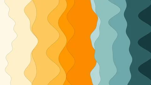 Abstract vertical waves blend cream yellow orange and teal tones into a Stock Illustration
