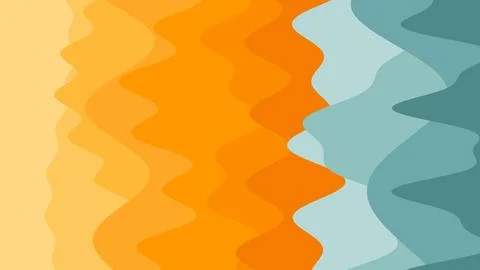 Abstract vertical waves blend warm orange tones with cool teal shapes creating Stock Illustration