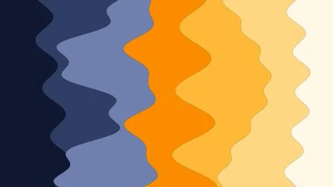 Abstract vertical waves combine navy blue orange yellow and cream layers Illustrazione stock