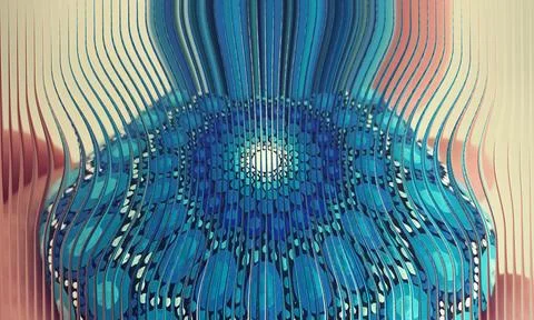 Abstract Vertical Waves Kinetic Blue Mandala Pattern Background Stock Photos