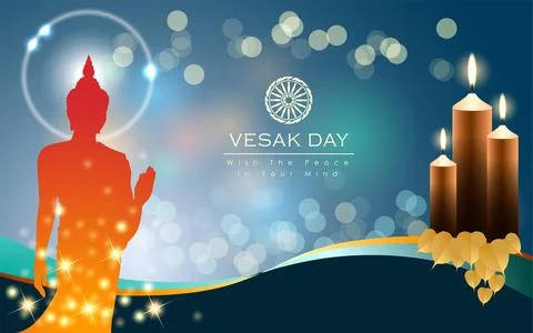 Abstract of Vesak Day. The Birthday, Enlightenment and Death of Lord Buddha  Stock Illustration