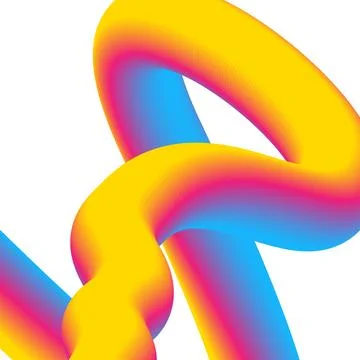 Abstract vibrant 3D twisted wave shape with gradient colors on a white back.. Stockillustratie