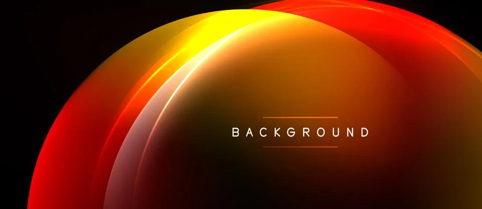 Abstract vibrant arc spans image. Colors blend from yellow, orange, red over Stock Illustration