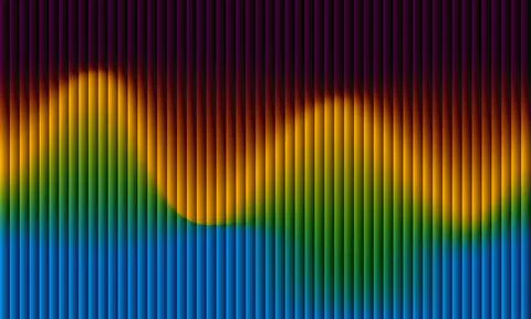 Abstract vibrant background with 3D fluted vertical texture and colorful wa.. Illustrazione stock