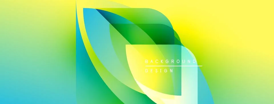 Abstract vibrant background features layered leaf shapes. Gradient colors blend Stock Illustration
