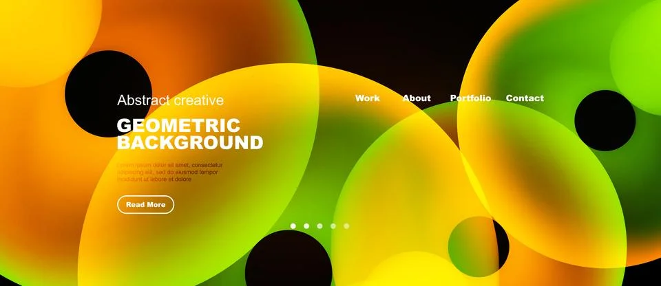Abstract vibrant background features overlapping colorful shapes. Text elemen Stock Illustration