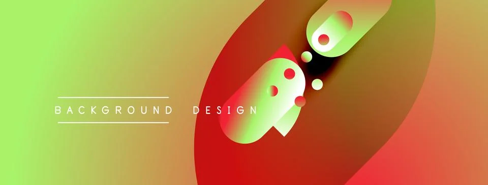 Abstract vibrant background. Gradient colors blend, creating dynamic shapes. Illustrazione stock