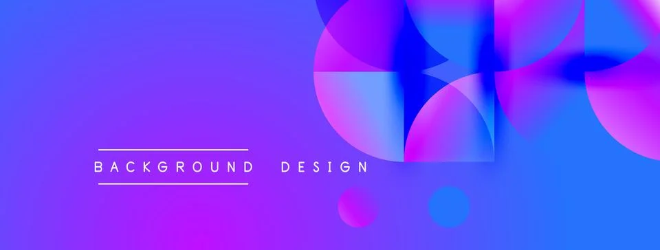 Abstract vibrant background. Overlapping circles create dynamic purple, blue Illustrazione stock