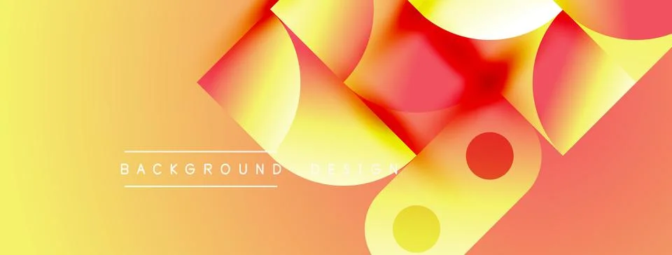Abstract vibrant background. Overlapping circles, gradients create dynamic Illustrazione stock