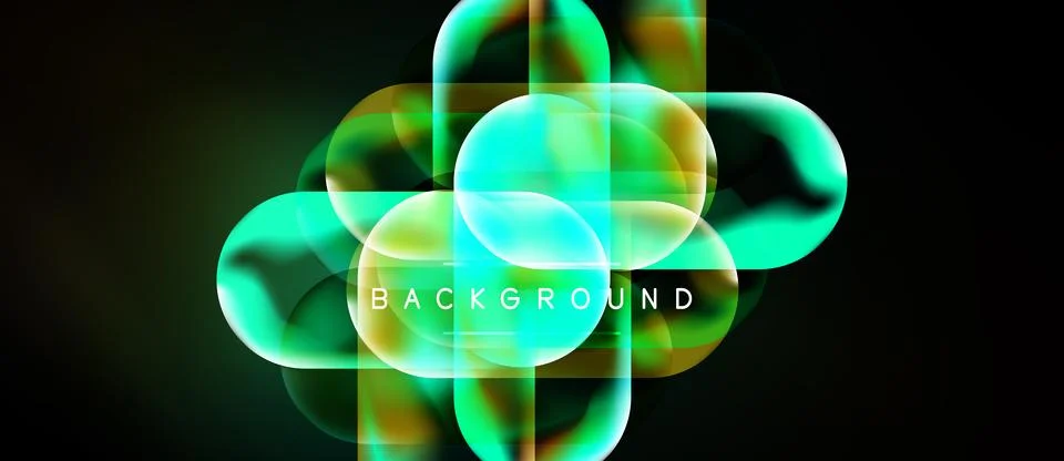 Abstract vibrant background. Overlapping rounded squares create glowing effec Stock Illustration