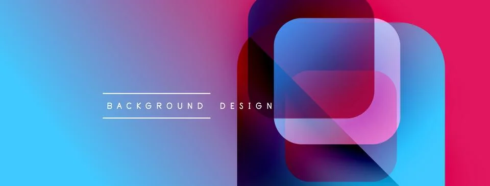 Abstract vibrant background. Overlapping shapes create modern design. Blue, Illustrazione stock