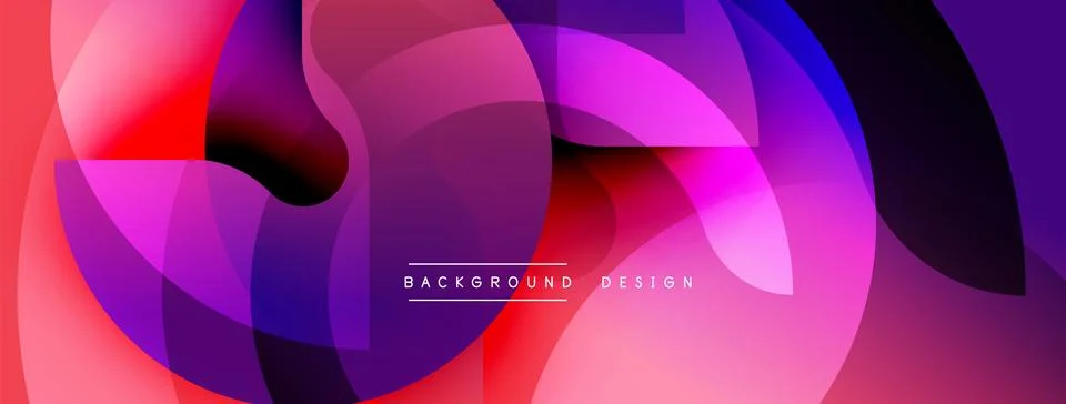 Abstract vibrant background. Overlapping shapes create dynamic colorful Illustrazione stock