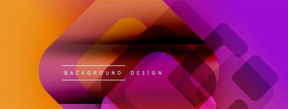 Abstract vibrant background. Overlapping squares create dynamic gradient effect. Stock Illustration