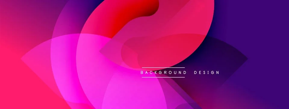 Abstract vibrant background. Overlapping translucent shapes create dynamic Illustrazione stock