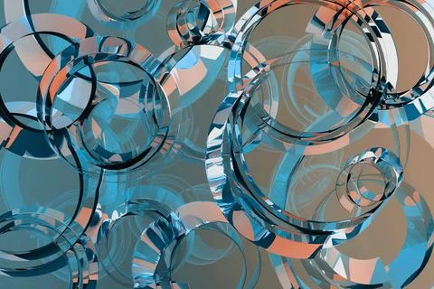 Abstract vibrant background - pattern of bubbles, curls, circles of light blu Stock Illustration