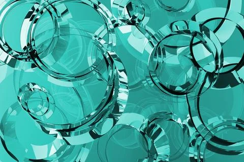Abstract vibrant background - pattern of bubbles, curls, circles of aqua blue Stockillustratie