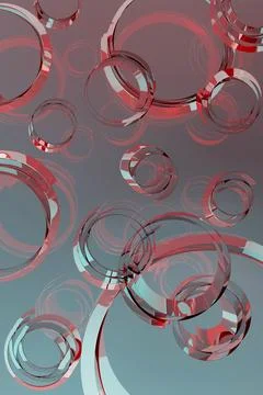 Abstract vibrant background with pattern of bubbles, curls, circles of blue,  Illustrazione stock